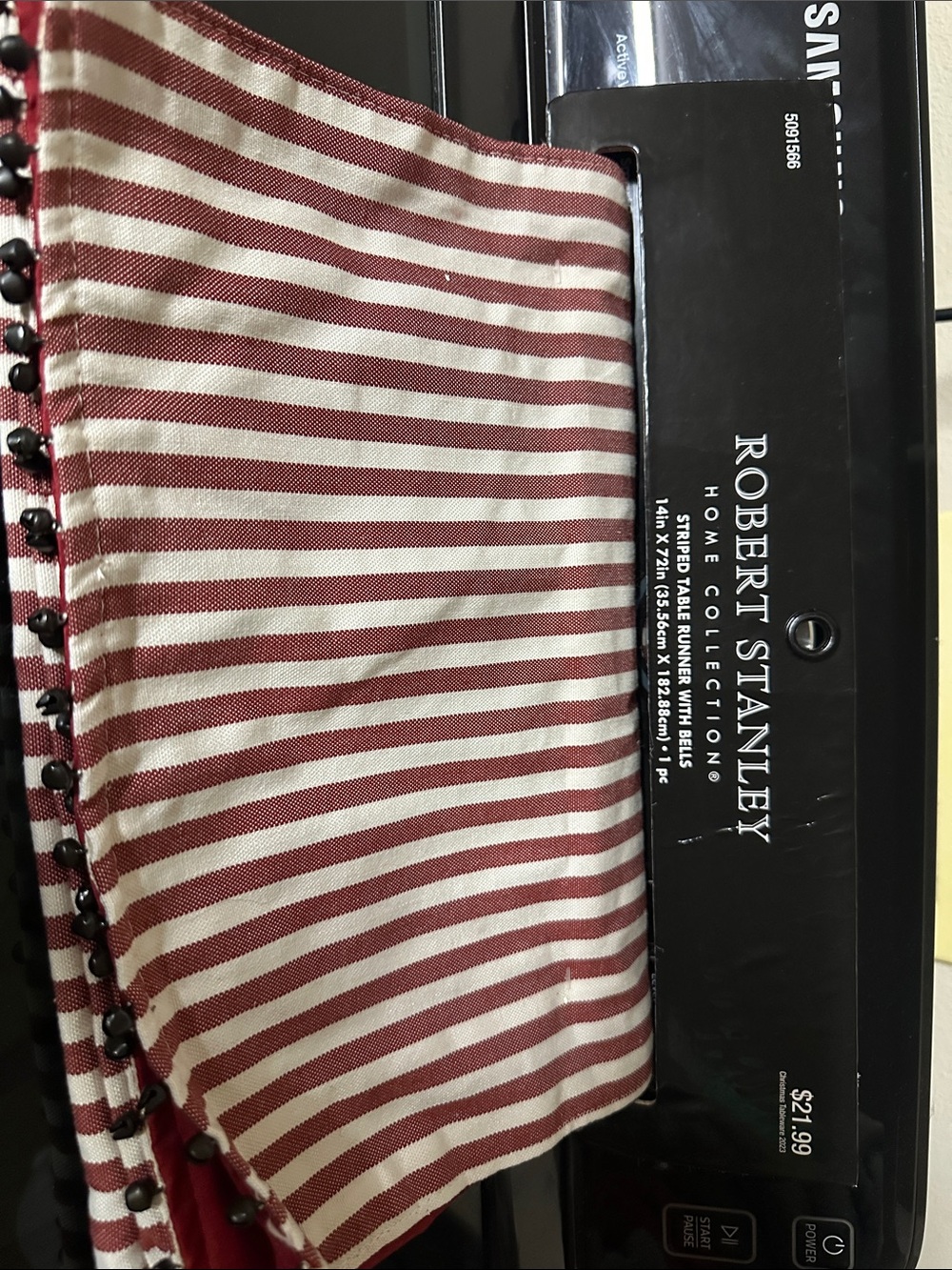 Robert Stanley Red and White Striped Table Runner